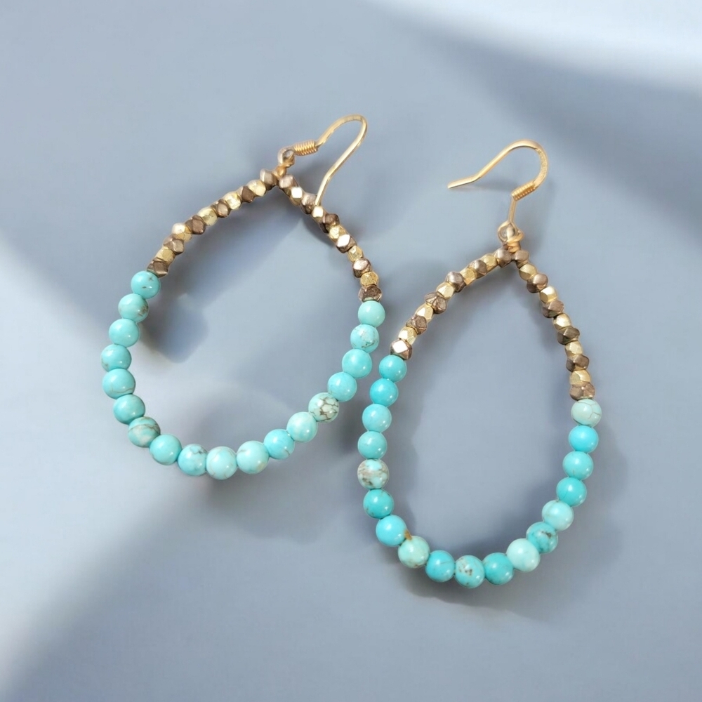 Turquoise and copper earrings